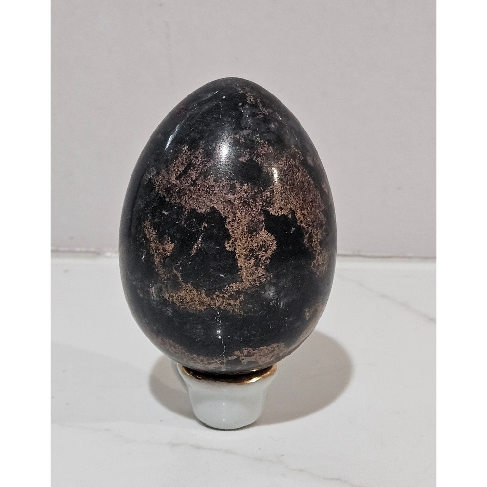 Vintage Polished Dark Stone Egg Figurine